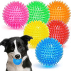 3.5” Squeaky Dog Toy Balls (6 Colors) Dog Toys Spikey Dogs Ball for Aggressive Chewers Heavy Duty Teething Large Medium Durable Dogs Balls