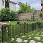 Square Steel Pipe Dog Fence Outdoor 24 Piece Panels 47" Height Anti-Rust Heavy Duty Dog Playpen with Doors Portable for Yard RV Camping, Total 54FT, 227 Sq.ft, Snowy Black
