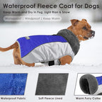 Dog Coat, Waterproof Ripstop Dog Winter Jacket with Leash Hole, Reflective Adjustable Warm Pet Fleece Snow Sweater for Small Medium Large Dogs - Blue, M