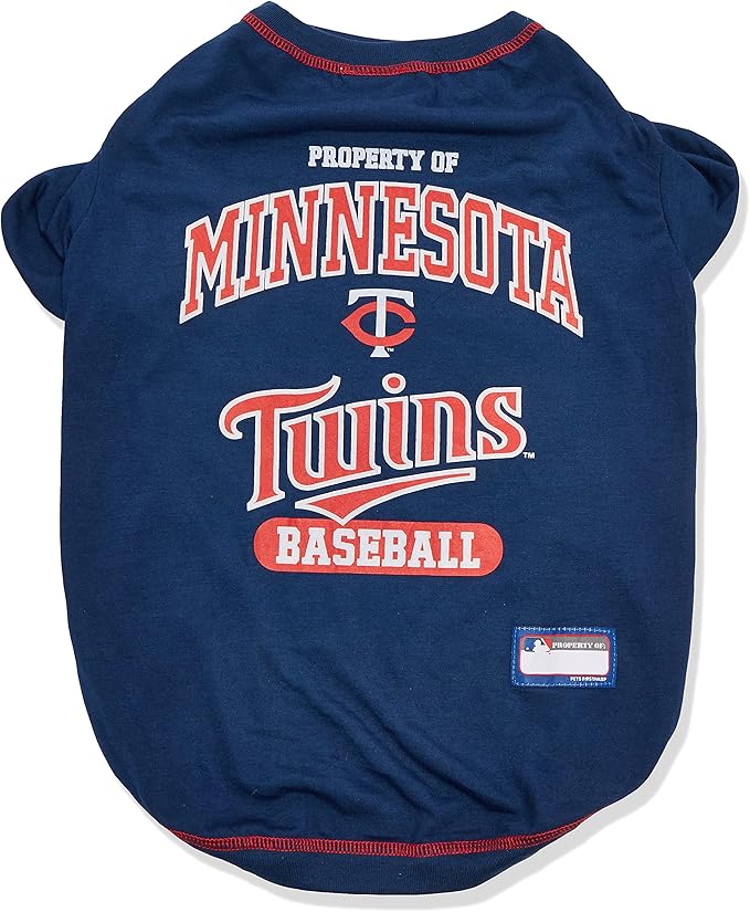 MLB Minnesota Twins Dog T-Shirt, Medium. - Licensed Shirt for Pets Team Colored with Team Logos. - Premium Stretchable Materials for The Comfort of Your Dog & cat.