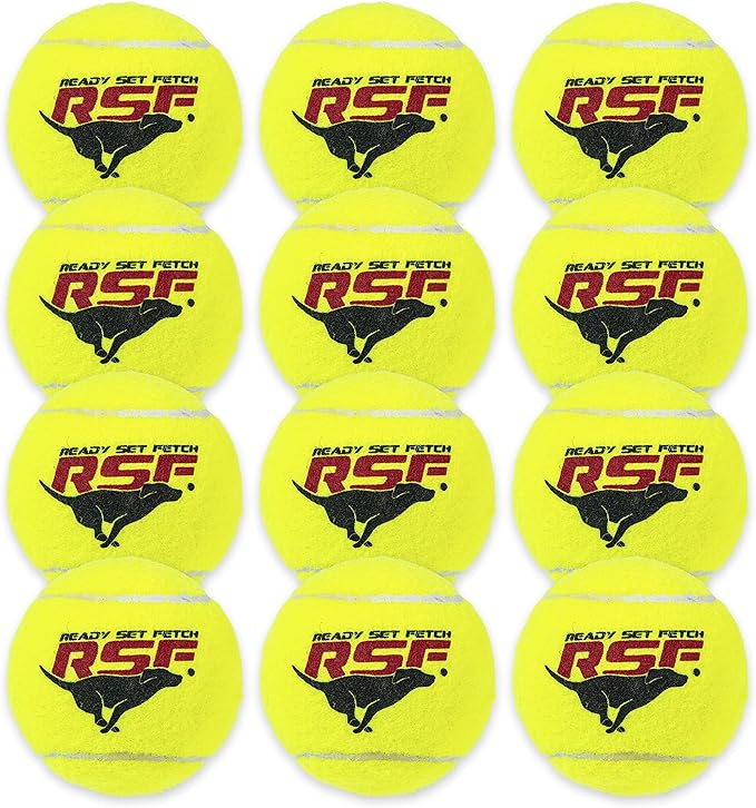 Franklin Pet Supply Co. RSF Squeak Tennis Balls - Dog Toy Squeaks When Squeezed - 12 Pack - for Small, Medium, Large Dogs - Squeaker Noise