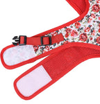 Mile High Life Dog Harness, Air Mesh Floral Vest Harness for 20 lbs Small Dogs & Cats, Easy Get on Adjustable Easy Closures Both Neck and Chest(Red Rose, M Chest 18"-20")