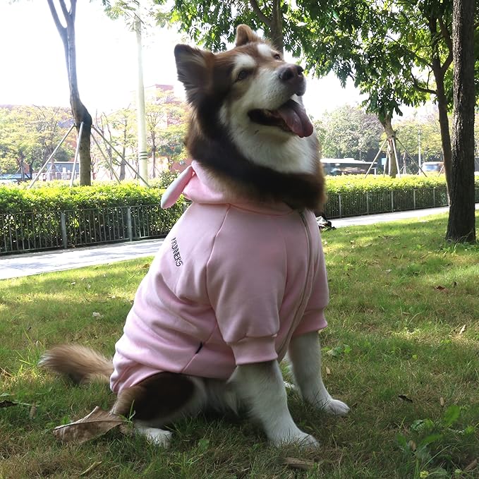 Extra Large Dog Christmas Bunny Costumes Rabbit Hoodies Clothes for Easter Day Halloween Labrador Rottweiler Great Dane, Pink, 4X-Large