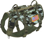 Forestpaw Dog Harness Medium Sized,Tactical Dog Harness with Handle,No Pull Military Style Service Dog Vest with Pockets Adjustable for Medium Large Dogs,Camouflage Green,Chest 21.5-45"