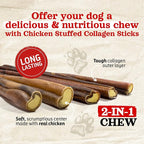 Natural Farm Chicken Stuffed Collagen Chews for Dogs (12 Inch, 12 Pack), Rawhide-Free Collagen Sticks, Odor-Free Natural Dog Chews, Long Lasting Treats for Small, Medium Dogs