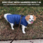 Large Dog Coat with Harness Built-in, Waterproof Reflective Fleece Lined - Warm Windproof Winter Jacket with Back Zipper, Cold Weather Snow Dog Coats - Blue - 3XL