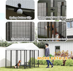 PawHut 6' x 6' x 6' Outdoor Dog Kennel, Welded Wire Dog Kennel Outside Run with 360° Rotating & 4 Level Adjustable Bowls, Waterproof & UV Resistant Cover, for S&M&L Breeds, Chickens, Ducks, Silver