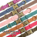 Didog Soft PU Leather Dog Collar, Stylish Quick Released Dog Collars for Medium Dogs, Easy Clean Adjustable Pet Collar for Daily Walking, Light Brown, M Fit 13-21" Neck