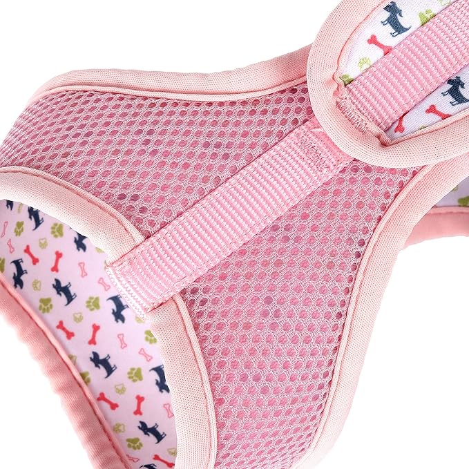 Mile High Life Step in Dog Harness for Small Dogs No Pull, Easy Get on Air Mesh Vest Harness, Adjustable Easy Closures Both Neck and Chest (Pink, M Chest 15.7"-23.2")