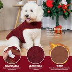 cyeollo Warm Dog Coat Fleece Sherpa Winter Sweater Coats, Turtleneck Dog Jacket Vest for Small Medium Large Dogs with Leash Hole, Soft Reversible Pet Coats for Cold Weather, Burgundy, XL
