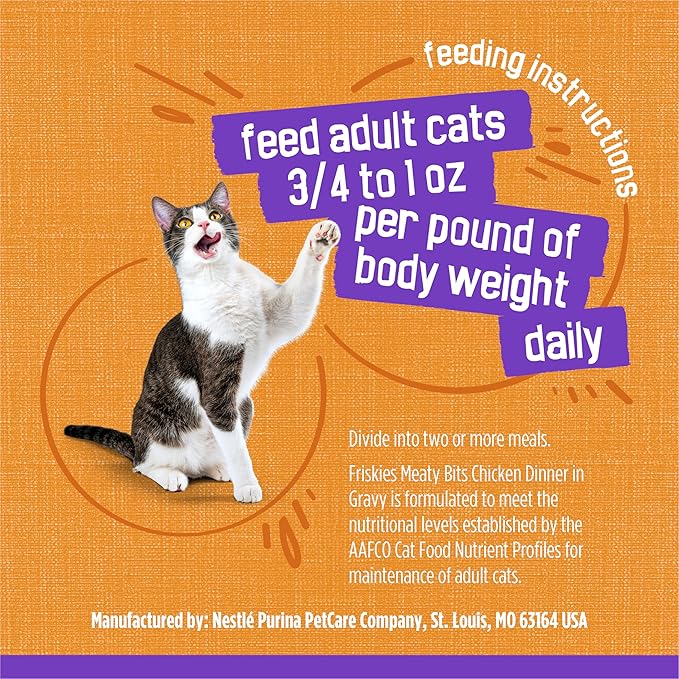 Purina Friskies Wet Cat Food, Meaty Bits Chicken Dinner in Gravy - (Pack of 24) 5.5 oz. Cans