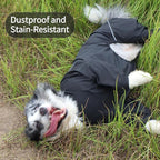 Dog Raincoat for Medium Large Dogs,rain Jacket Coat, Full Leg Coverage Waterproof Rain Suit with Detachable Hood & Tail, Reflective Strips, Snag-Free Top Zipper (Black for Boy, Medium)