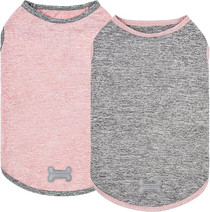 KYEESE 2Pack Dog Shirts Soft Tank Top Quick Dry for Small Dogs Stretchy Sleeveless Dog Vest Small Pet Shirt with Reflective Label Sun Protection T Shirt Lightweight Pet Clothes, Medium
