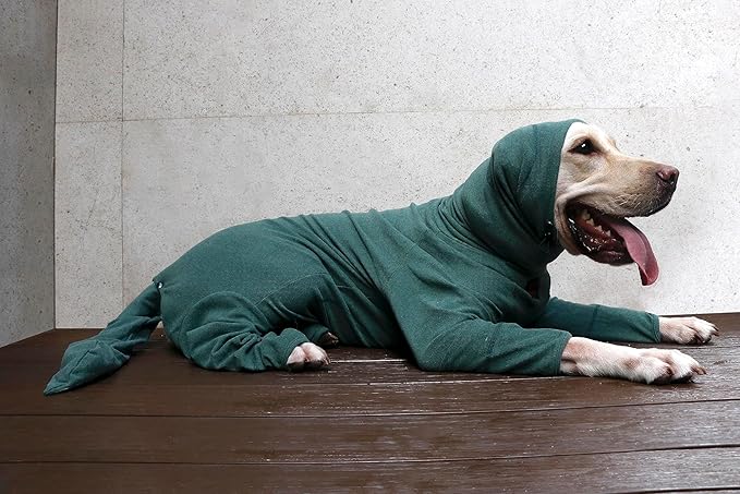Extra Large Dog Pajamas Pjs Bodysuits Full Body Coverage Onesie Clothes Anxiety Calming Surgery Recovery Suit for Great Dane, Dark Green, 8X-Large