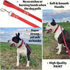ADITYNA Heavy Duty Leather Dog Leash 6 ft x 1" - Strong, Soft Training Lead for Large & Extra Large Breeds (Red, XL - 6 ft x 1 inch)