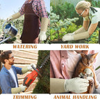 HANDLANDY Pruning Gloves Long for Men & Women, Pigskin Leather Rose Gardening Gloves- Breathable & Durability Gauntlet Gloves