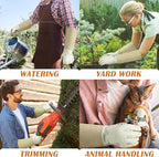 HANDLANDY Pruning Gloves Long for Men & Women, Pigskin Leather Rose Gardening Gloves- Breathable & Durability Gauntlet Glove (Small, Beige)