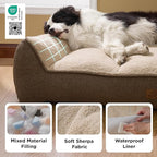Bedsure Orthopedic Dog Beds Large Medium Sized Dog - Extra Thick Supportive Medium Dogs Bed with Waterproof Washable Cover, Comfort Pet Bed Sofa with Soft Plush Sherpa and Nonskid Bottom, Brown, 35"