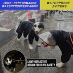 Dog Raincoat for Medium Large Dogs,rain Jacket Coat, Full Leg Coverage Waterproof Rain Suit with Detachable Hood & Tail, Reflective Strips, Snag-Free Top Zipper (Black for Boy, Medium)