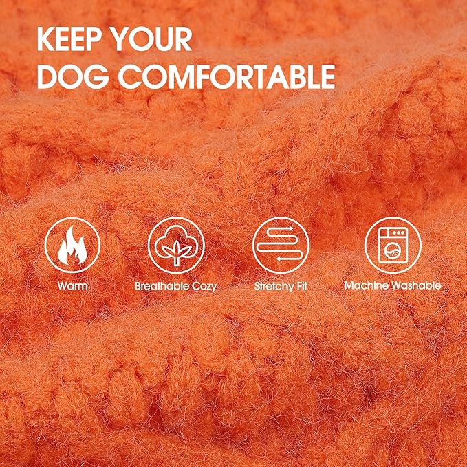 IECOii Extra Large Dog Sweater - XXXL Warm Xmas Dog Sweaters, Orange - 3XL for Large Dogs (Labrador, Husky, Doberman)