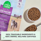 Open Farm, Grain-Free Dry Dog Food for Senior Dogs, Complete & Balanced Kibble to Support Joints & Mobility, Sustainably & Ethically Sourced Ingredients, Chicken & Turkey Recipe for Seniors, 4lb Bag