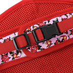 Mile High Life Velcro Dog Harness, Air Mesh Floral Vest Harness for 20 lbs Small Dogs & Cats, Easy Get on Adjustable Easy Closures Both Neck and Chest(Peony Rose, M Chest 18"-20")