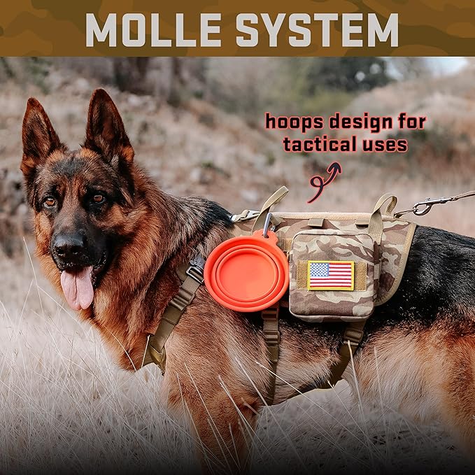 Forestpaw Dog Harness Medium Sized,Tactical Dog Harness with Handle,No Pull Military Style Service Dog Vest with Pockets Adjustable for Medium Large Dogs,Camouflage Brown,Chest 19.5-41.5"