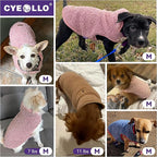 cyeollo Warm Dog Sweater Coat Fleece Sherpa Winter Sweater Coats, Turtleneck Dog Jacket Vest for Small Medium Large Dogs with Leash Hole, Soft Reversible Coats for Cold Weather, Green, M