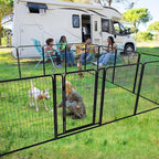 Dog Playpen Outdoor Extra Wide 12 Piece Panels Heavy Duty Anti-Rust Coating-Strengthened Dog Fence 40" Height with Doors Portable for RV Camping Yard, Total 32FT, 79 Sq.ft, Snowy Black