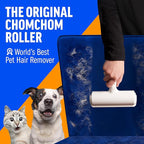 ChomChom Roller Pet Hair Remover and Reusable Lint Roller - Cat and Dog Hair Remover for Furniture, Couch, Carpet, Clothing and Bedding - Portable, Multi-Surface Fur Removal Tool (White)