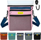 Dog Treat Pouch with Magnetic Closure 4-Cup Silicone Bag Fanny Pack Holder with Clicker 4 Ways to Wear Front Pocket Fits All Phones Ideal for Leash, Pet Walking and Training（Pink）