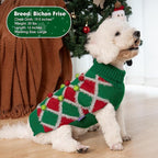 cyeollo Dog Christmas Sweater Turtleneck Dog Sweaters for Small Dogs Girl Xmas Knitted Pullover Puppy Dog Clothes Soft Holiday Outfit, Green Small