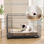 Bedsure Memory Foam Dog Bed Medium Size Dogs- Orthopedic Pet Beds for Crate with Removable Washable Cover and Nonskid Bottom - Plush Flannel Fleece Top Pet Mat, Khaki