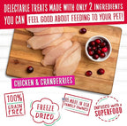Charlee Bear Grain Free Meaty Bites Freeze Dried Dog Treats with Probiotics, Puppy Training Snacks, Soft Dog Bites Chicken with Cranberries, 2.25 oz Bags (2), Made USA