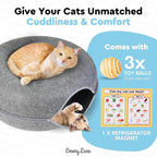 Emory Lane - Premium Cat Cave, Multifunctional Donut Tunnel Bed, Round Felt Cave with Zipper, for Pets up to 40 Lbs (24x24x11 Inch) (Dark Gray)
