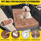 Dog Car Bed Mat, Non-Slip Backseat Extender Pet Blanket, Plaid Dog Bed for SUVs, Sedans & Trucks, Chew-Resistant Travel Pad for Dogs, Easy Clean & Scratch-Proof & Comfort (50"x24.6") Brown