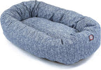 Majestic Pet 40 Inch Bagel Calming Dog Bed Washable – Cozy Soft Round Dog Bed with Spine Support for Dogs to Rest Their Head - Fluffy Donut Dog Bed 40x29x9 (Inch) - Round Pet Bed Large – Blue