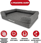 The Dog’s Bed, Large Grey Linen 36x27, Memory Foam, Pain Relief: Arthritis, Hip & Elbow Dysplasia, Post Surgery, Lameness, Supportive, Calming, Waterproof Washable Cover, Veterinary Approved