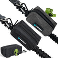 PetAmi Dog Poop Bag Holder for Leash Attachment, Doggie Zipper Pouch Soft Fabric Poop Bag Carrier, Dog Pet Waste Bag Dispenser with Carabiner Clip, 1 Roll of Dog Trash Bag (Black/Gray, 2 Pack)