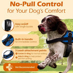 Bark Appeal Blue No-Pull Dog Harness for Small to Medium Sized Pets – Adjustable, Reflective Vest with 3 Leash Clips for Added Control, Easy Walks & Training – Medium