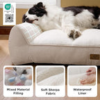Bedsure Orthopedic Dog Beds Large Sized Dog - Extra Thick Supportive Large Dogs Bed with Waterproof Washable Cover, L Plus Comfort Pet Bed Sofa with Soft Plush Sherpa and Nonskid Bottom, Beige, 38"