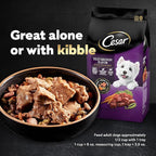 Cesar Wet Dog Food Loaf in Sauce Rotisserie Chicken, Filet Mignon, Angus Beef, and Ham & Egg Flavors Variety Pack, 3.5 oz. Easy Peel Trays (24 Count, Pack of 1)