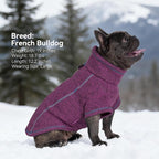 cyeollo Warm Dog Sweater with Zipper, Doggy Reflective Highneck Jackets with D Ring Step in Dog Winter Coats Fleece Female Stretchy Dogs Sweaters Pet Clothes for Medium to Large Dogs, Purple 2XL