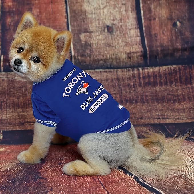 MLB Toronto Blue Jays Dog T-Shirt Small. - Licensed Shirt for Pets Team Colored with Team Logos- Premium Stretchable Materials for The Comfort of Your Dog & Cat