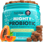 Mighty Paw Waggables Probiotic Chews for Dogs (Made in USA) | Dog Probiotics & Digestive Enzymes. Bacon Flavor Probiotic for Dogs Digestive Health. Prebiotics, Probiotics for Dog Gut Health (120 Ct)