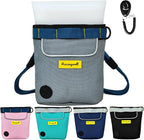 Dog Treat Pouch for Pet Walking and Training with Clicker 2 Cup Silicone Bag Small Fanny Pack Holder for Puppy Snack Dispenser Kit for Leash and Outdoor Use (Gray)