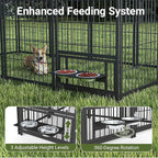 Rovibek Outdoor Dog Kennel 7.9x4.1x5.9 Ft, Dog Kennels Outdoor with 2 Rotating Feeder Bowls, Heavy Duty Dog Kennels Outside, Outside Dog Kennel with Roof, Outside Kennel for Large Dogs