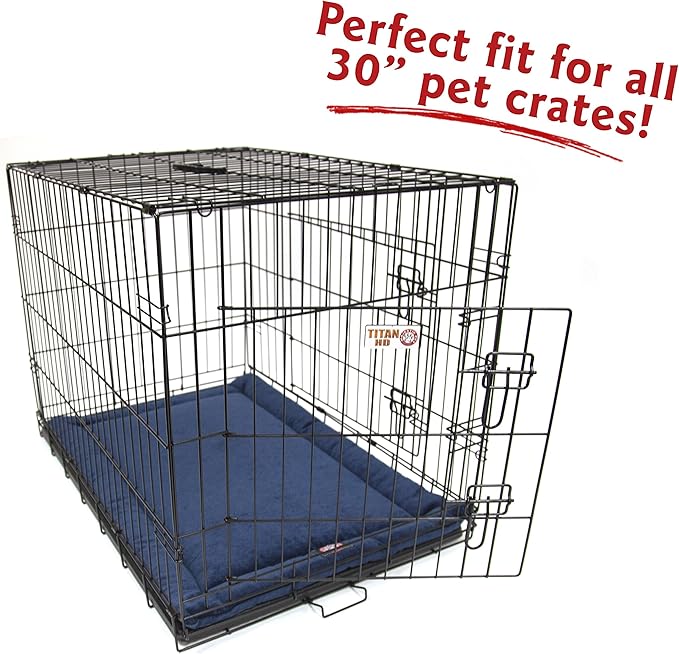 Majestic Pet Dog Crate Mat - Machine Washable Soft Plush Pet Bed Pad for Crates & Kennels | USA Crafted | 30"x21" Villa Navy