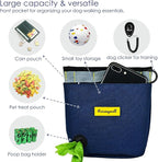 Dog Treat Pouch for Pet Walking and Training with Clicker 2 Cup Silicone Bag Small Fanny Pack Holder for Puppy Snack Dispenser Kit for Leash and Outdoor Use (Blue)