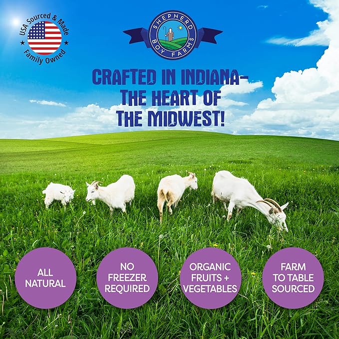 Shepherd Boy Farms Freeze Dried Raw Goats Milk with Probiotics for Dogs & Cats (Super Fruits), Organic USA Fruits, Digestible Goat Milk Powder, Raw Nutrition, High Protein Food Topper - Makes 16 FL Oz
